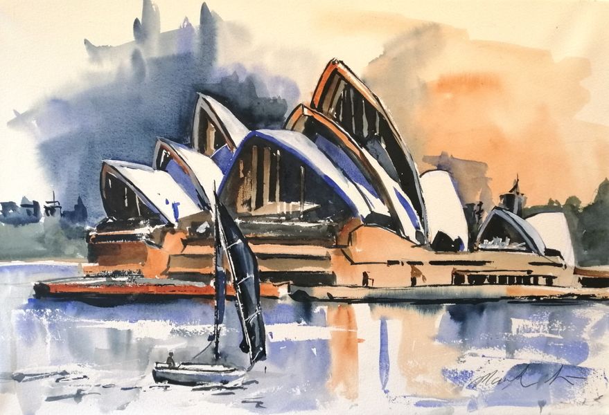 Sydney Opera House in watercolour