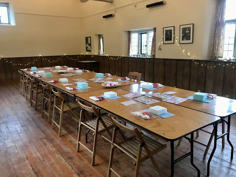 Interior of the Morris Memorial Hall, set up for a great day’s crafting