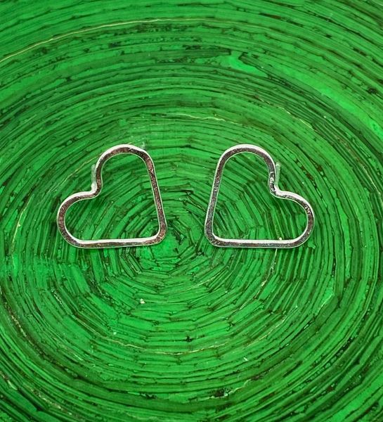 Sterling Silver 15mm Open Heart Stud Earrings