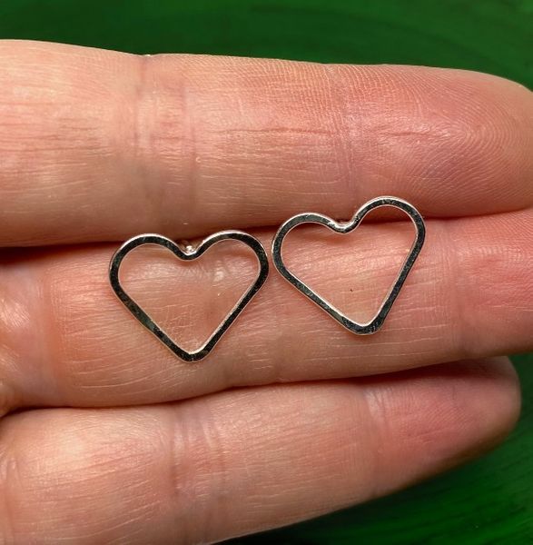 Sterling Silver 15mm Open Heart Stud Earrings