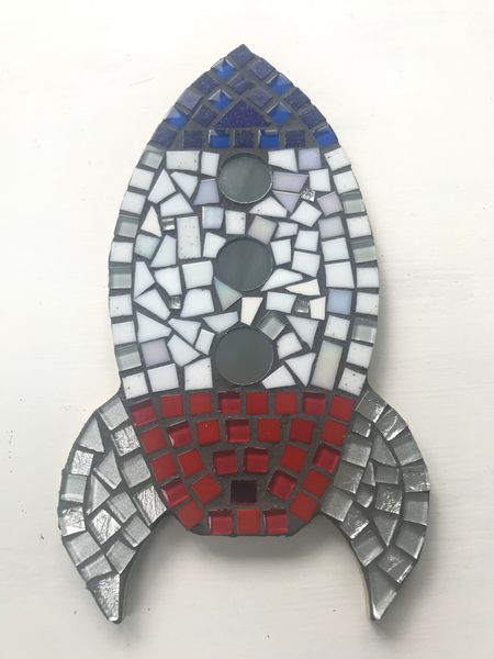 Red, white and Blue mosaic rocket - make your own