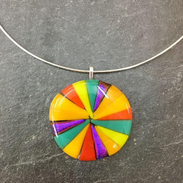 Fused glass jewellery made on the beginners course at Rainbow Glass Studios N16 0JL