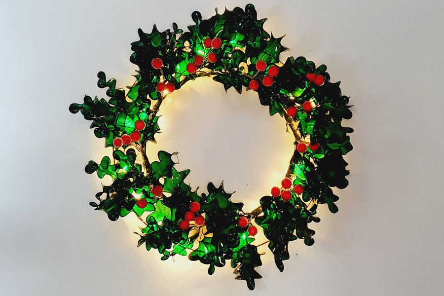 Wreath with warm white lights