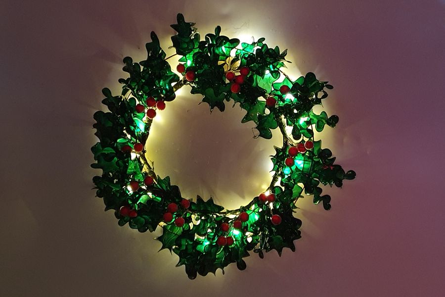 Wreath with warm white lights