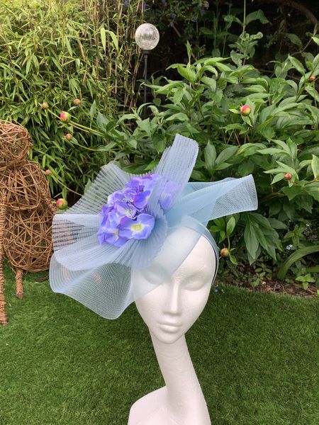 Blue crinoline with hydrangea centre