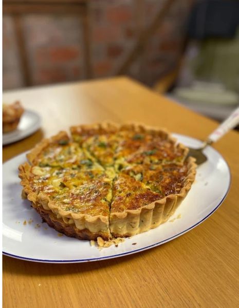 Homemade vegetable quiche made by Alison in The Oast Bakery downstairs. 