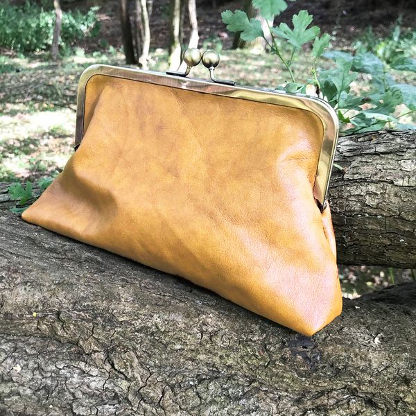 Mustard leather framed purse