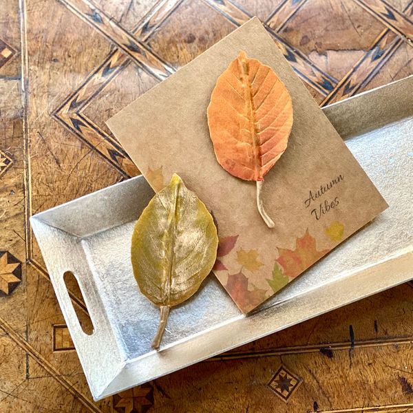 Beach leaf brooch on gift card