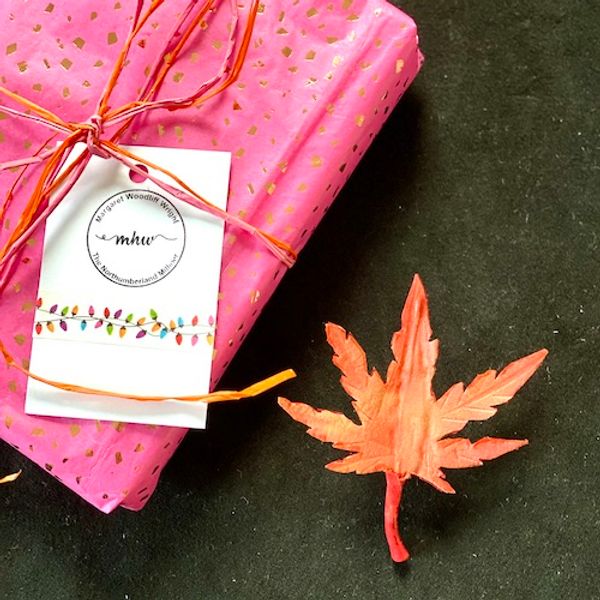 Optional gift wrap for the hand-painted silk and leather leaf brooches (Maple) 