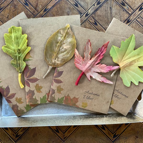 Handpainted silk autumn leaves collection 