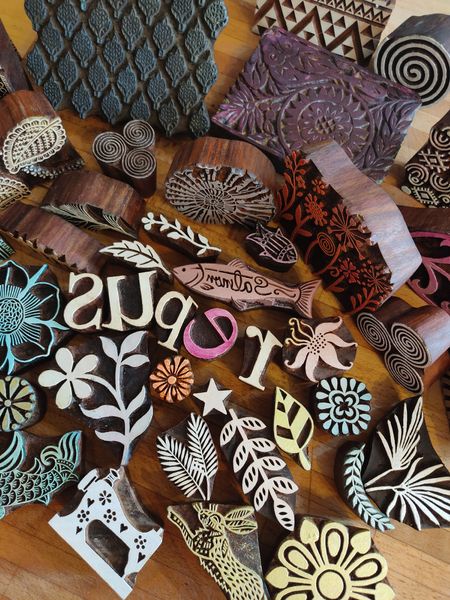 Traditional Indian wooden printing blocks