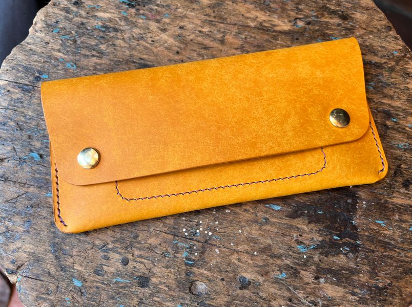 Rhosneigr leather purse.  Handstitched in an epic Badalassi yellow leather.