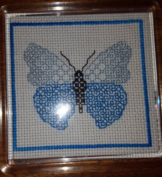 DoodleCraft Blue Butterfly Coaster