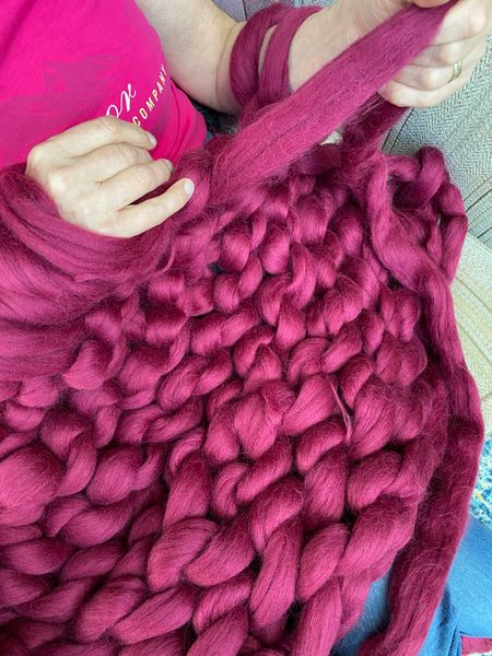 Soft magenta chunky arm-knitting wool
