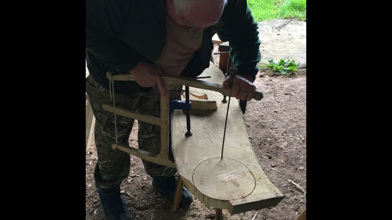 cutting out a stool top