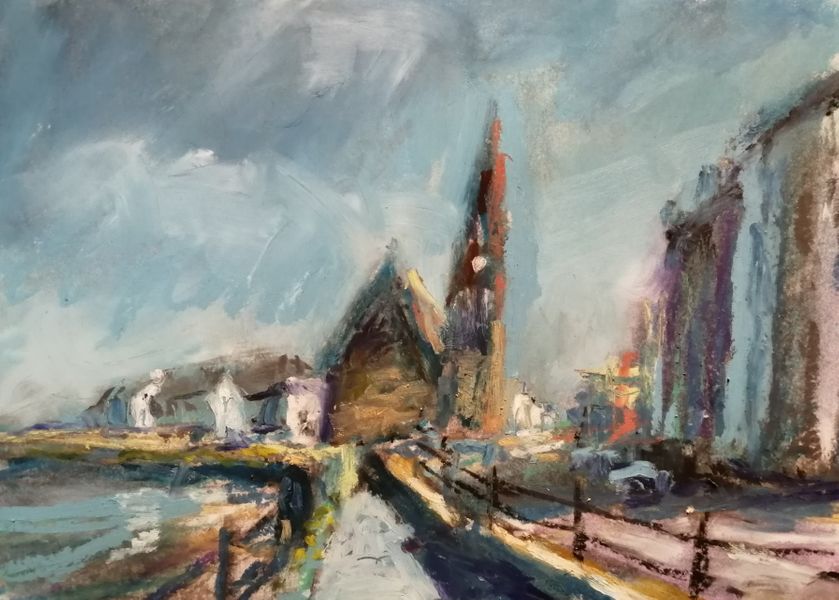 Urban landscape in mixed media, fast and free with Roy Simmons at Greystoke