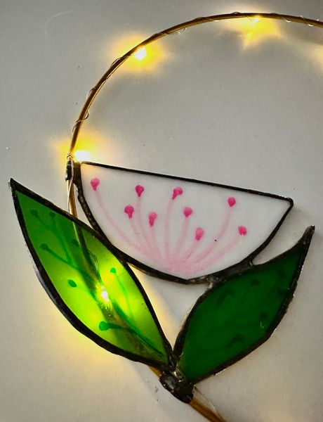 Stained Glass floral hoop with lights