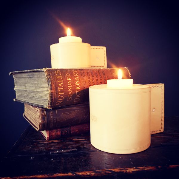 Small and Medium Leather Candle Holder