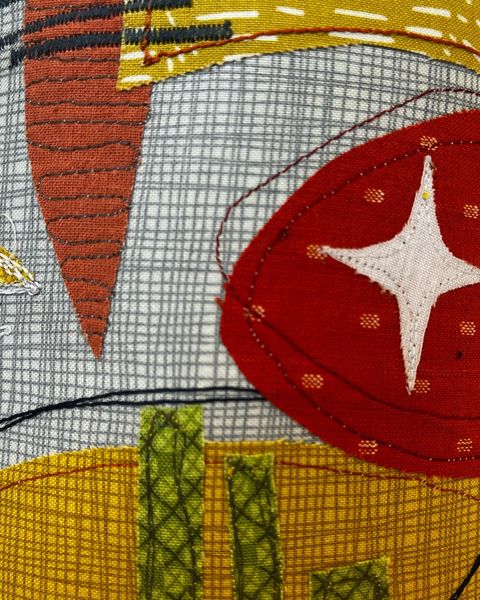 Detail of Abstract free machined and appliques lampshade