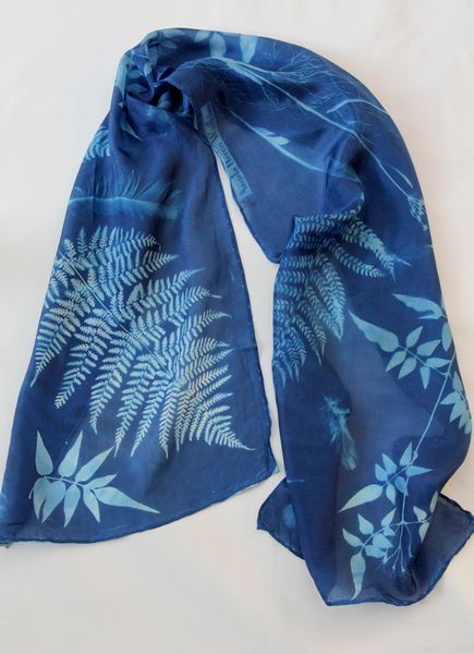 KS Hand-Screened Abstract Leaves Silk Scarf