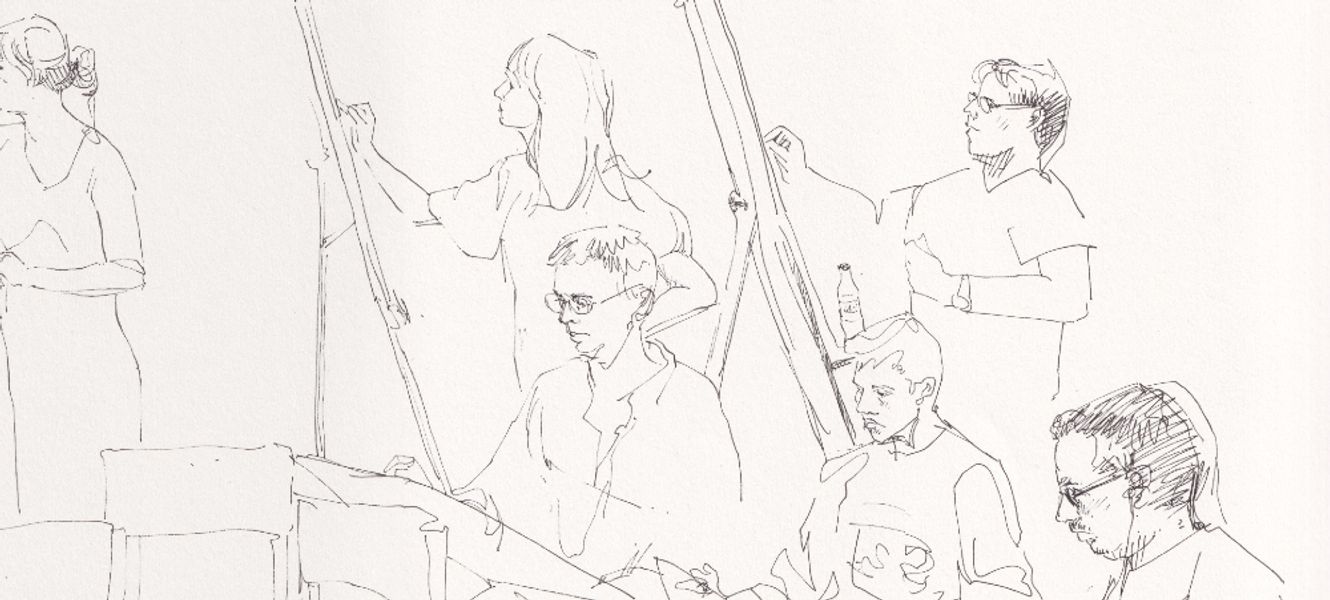 a drawing of a life drawing class at New Brewery Arts