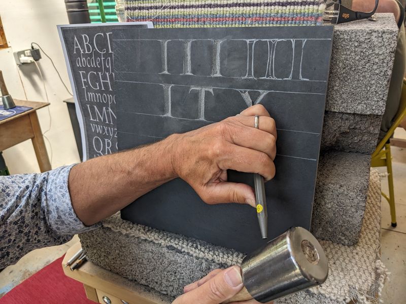 Carving letters in slate