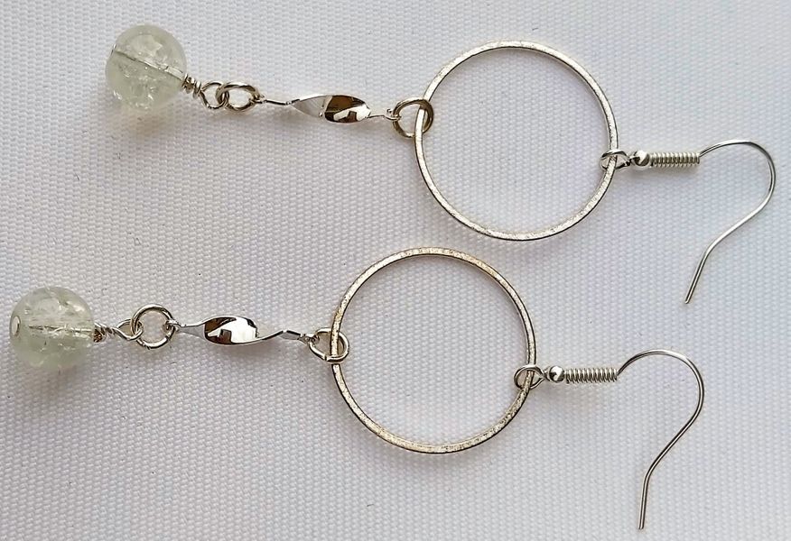 ♥ Quartz Crackle Earrings all Silver is Silver Plated ♥