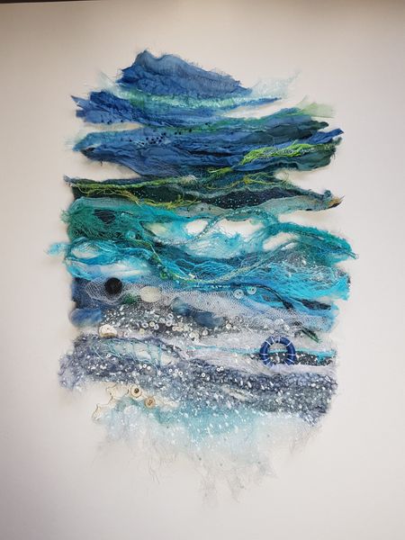 Abstract textile art seascape