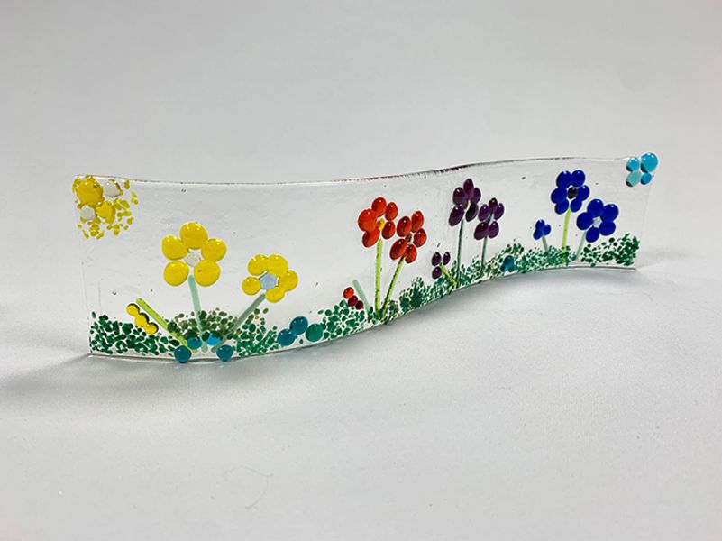Fused Glass Flower Garden Wave. Previous student makes.