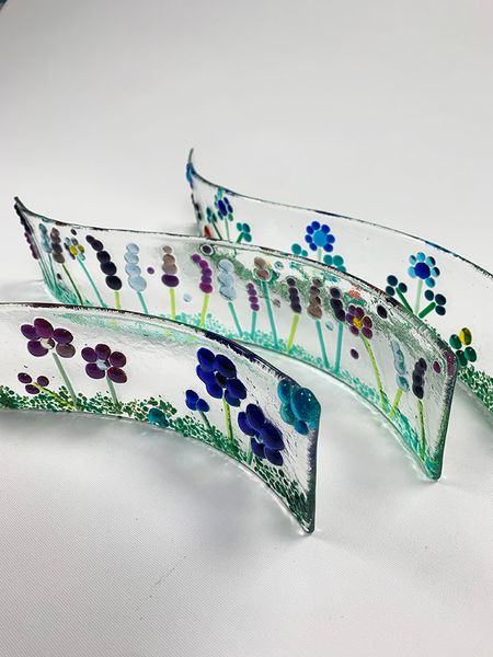 Fused Glass Flower Garden Waves. Previous student makes.