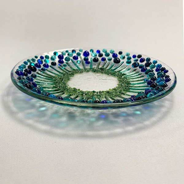 Fused Glass Flower Garden Bowl. Previous student makes.