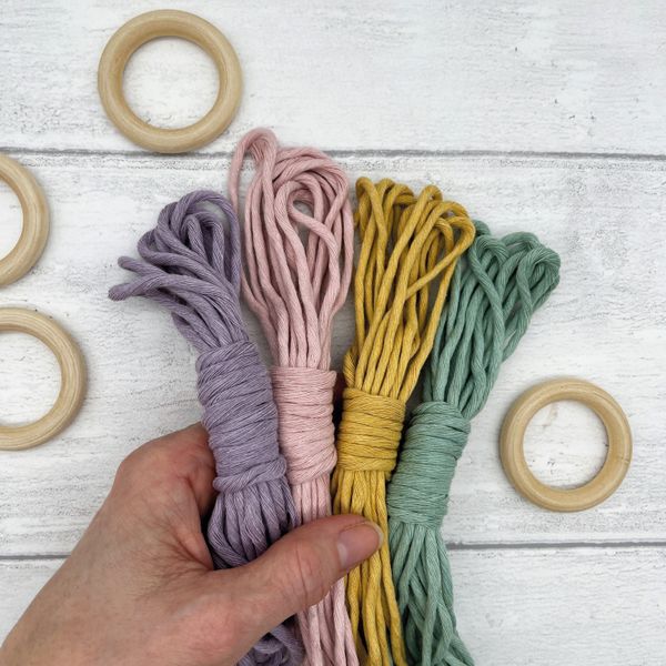 Four pretty pastel colours of 100% recycled cotton cord