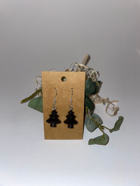 Black wood Tree Earrings