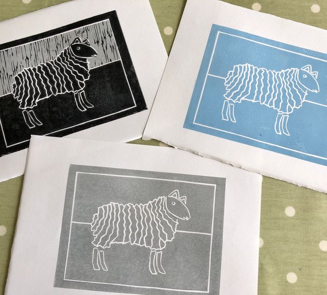 The stages of a lino cut.