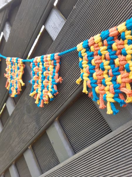 Mini Macrame Bunting Online Workshop - Teal, Mustard and Terracotta Colour Choice