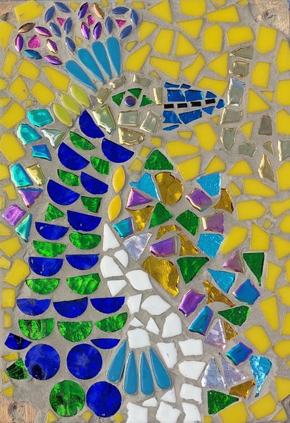 A peacock mosaic made in one day - awesome.