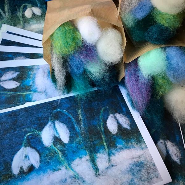 Snowdrops wool painting