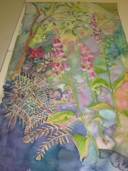 Student on a Silk Painting workshop in Bovey Tracey