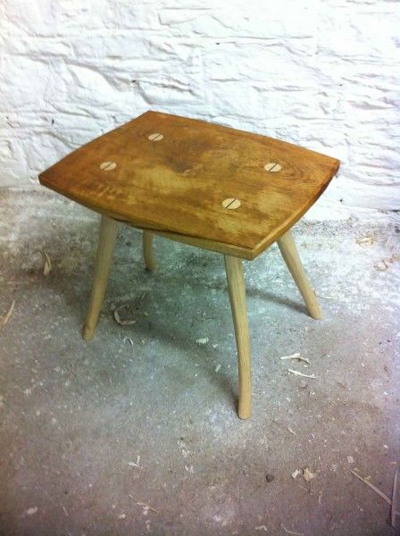 Little oak side table made on last October's green wood furniture course