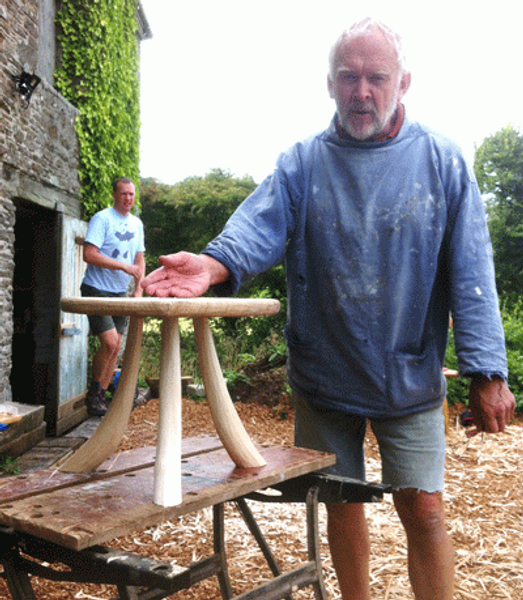 Roger with his quirky side table in oak and ash