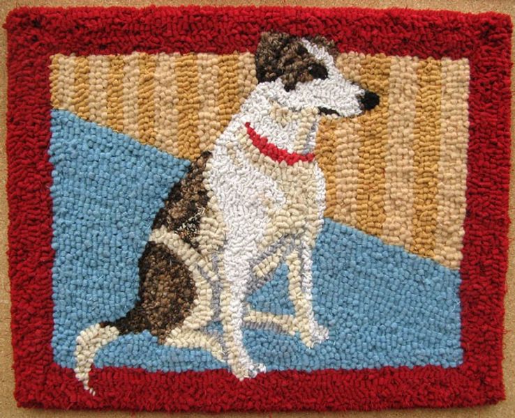 Finished hooked rug of George