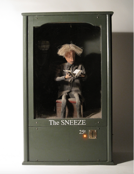 The Sneeze. Now at Marvin's Marvellous Mechanical Museum, Detroit.