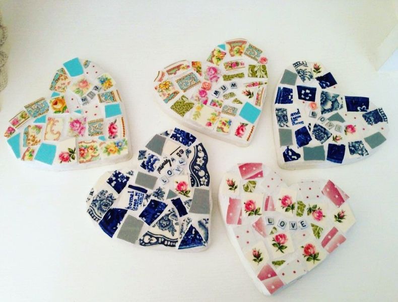 Mosaic personalised hearts