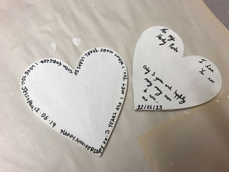 Personalised mosaic hearts