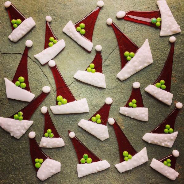 Christmas Elf Hats, quite the fashion for Santa's little helpers at Rainbow Glass Studios N16 0JL