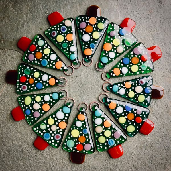 Fused Glass Christmas Trees - a special design by Eleanor at Rainbow Glass Studios N16 0JL