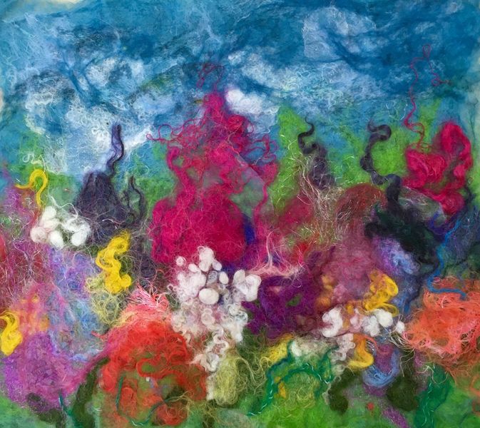 Floral felted landscape made by student