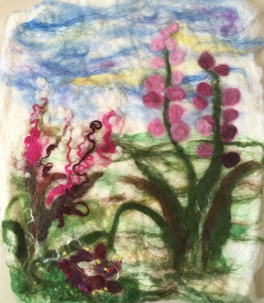 Wet felted picture by student