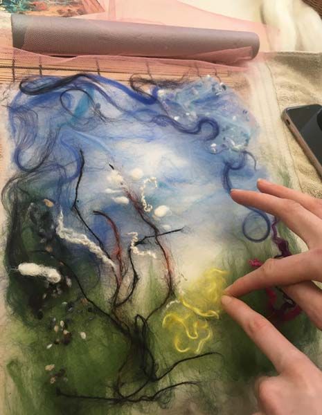 Painting with wool by student