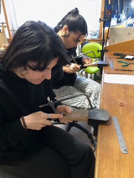 Students making thier silver rings
